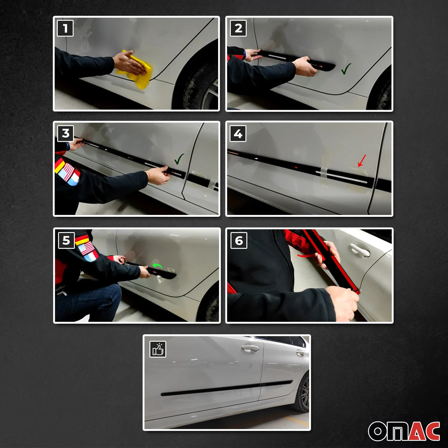 Seitentürleiste Türleisten Türschutzleisten für Volvo V40 ABS Matt Schwarz 4x - Image 5
