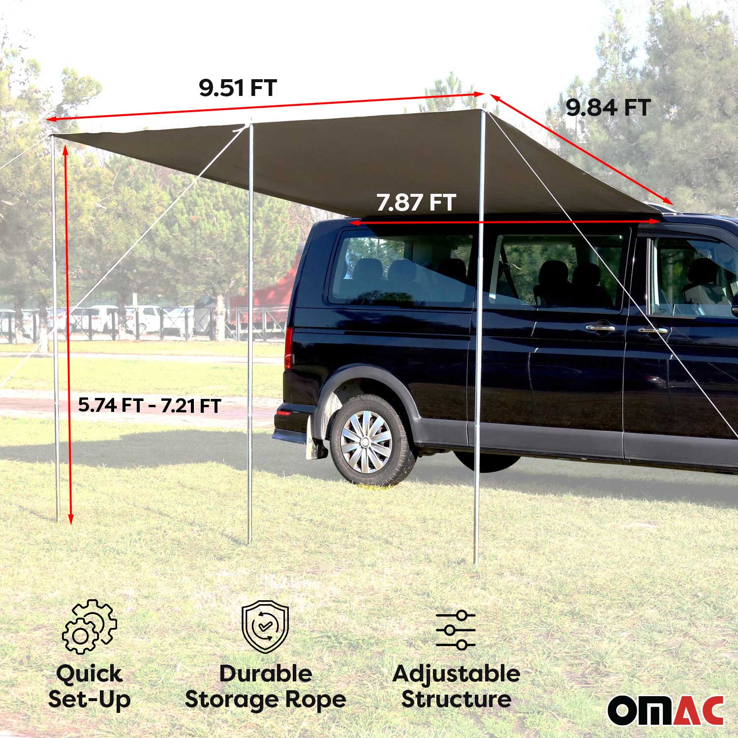 Wasserdicht Sonnensegel Vorzelt Sonnenvordach Universal passend Wohnwagen - Image 3